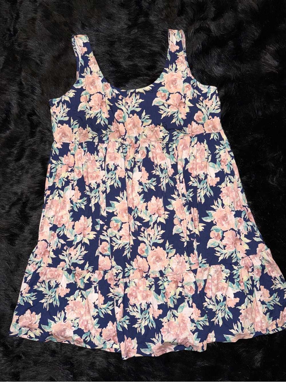 torrid Navy Floral Tank Top Dress with Pink Roses